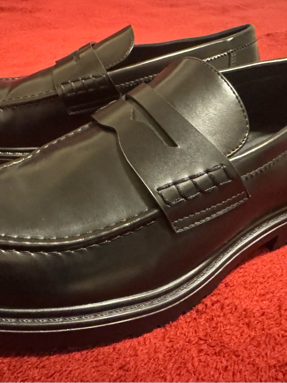 Zara Men’s Black Leather Penny Loafers